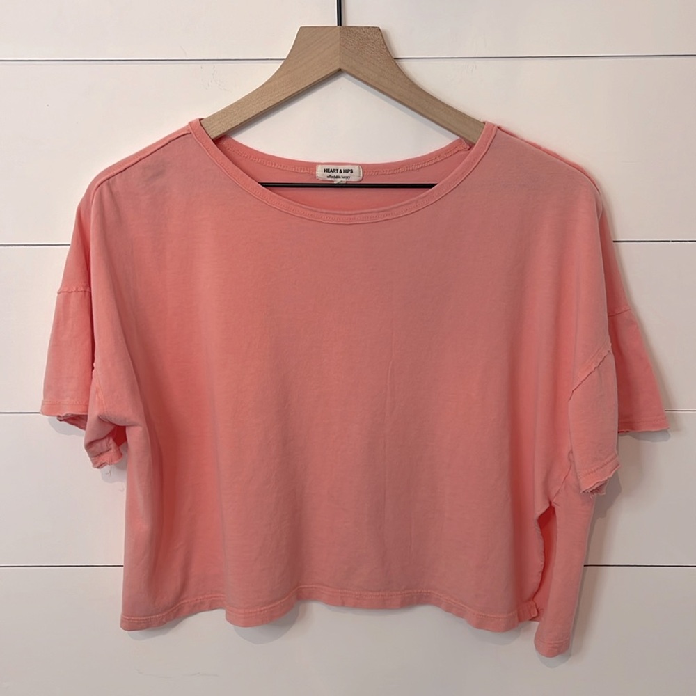 Girls Heart &Hips Cropped Peach Shirt Size Large